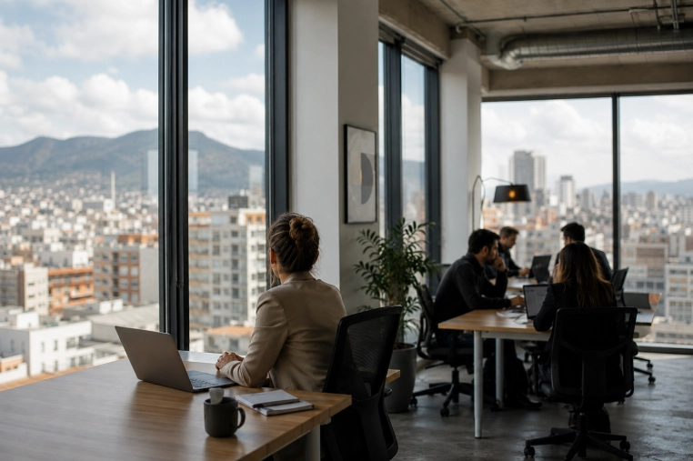 décalage professionnel expatrié bureau vue sur la ville